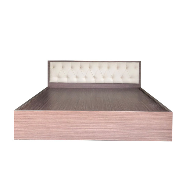 Giường Ngủ Gỗ MDF Phủ Melamine Bọc Nệm Kem Hiện Đại Màu Nâu HK 340