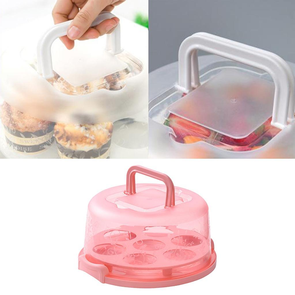 Cake Cupcake Muffin Carrier Holder Server Pink