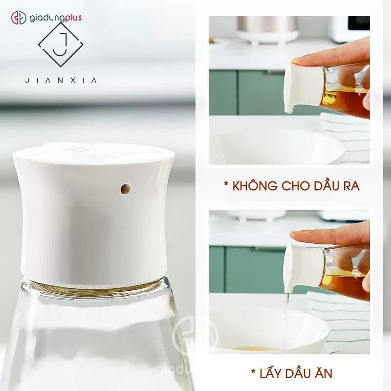 Lọ đựng dầu ăn, nước mắm mini 220ml cầm tay bằng thuỷ tinh borosilicate cao cấp - chính hãng Jianxia