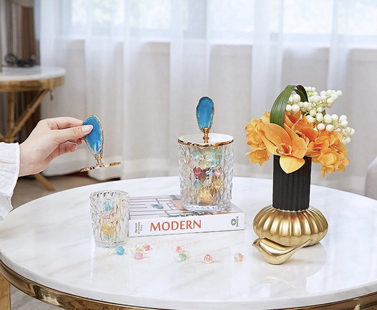 Hũ đựng kẹo họa tiết pha lê phong cách tân cổ điển sang trọng SIZE TO
