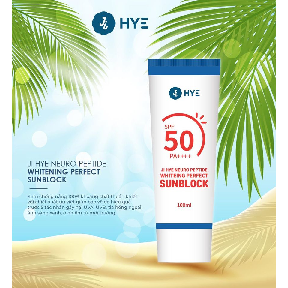 Kem chống nắng làm sáng và tái tạo cấu trúc da JI HYE NEURO PEPTIDE WHITENING PERFECT SUNBLOCK SPF 50 PA++++