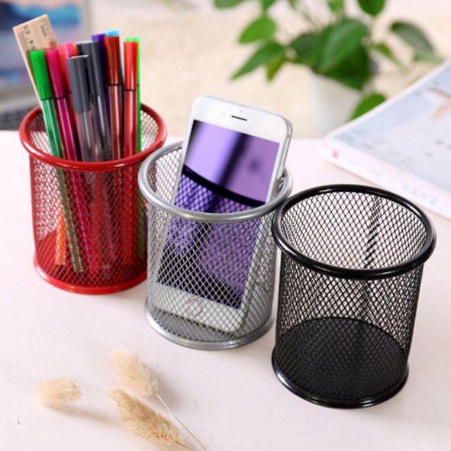 Hộp Đựng Bút Để Bàn Lưới Sắt Nhiều Màu H067