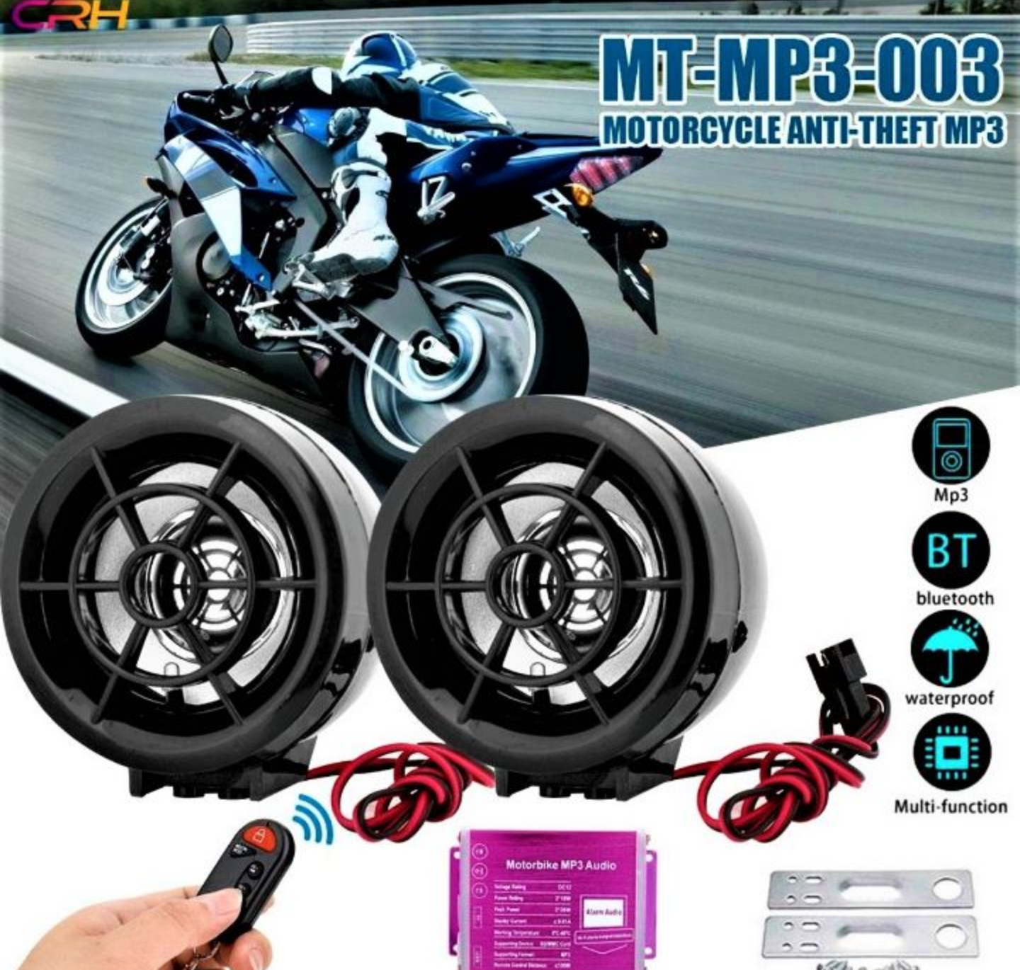 COMBO 2 LOA NGHE NHẠC BLUETOOTH KIÊM CHỐNG TRỘM GẮN XE MÁY XE ĐẠP ĐIỆN XE ĐIỆN ĐẲNG CẤP