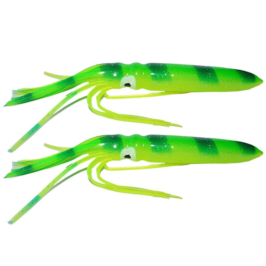 2PCS Fishing Lures Octopus Squid Skirt Bait Trolling Soft Lure Set, 18cm, 15g, Available in 4 Colors