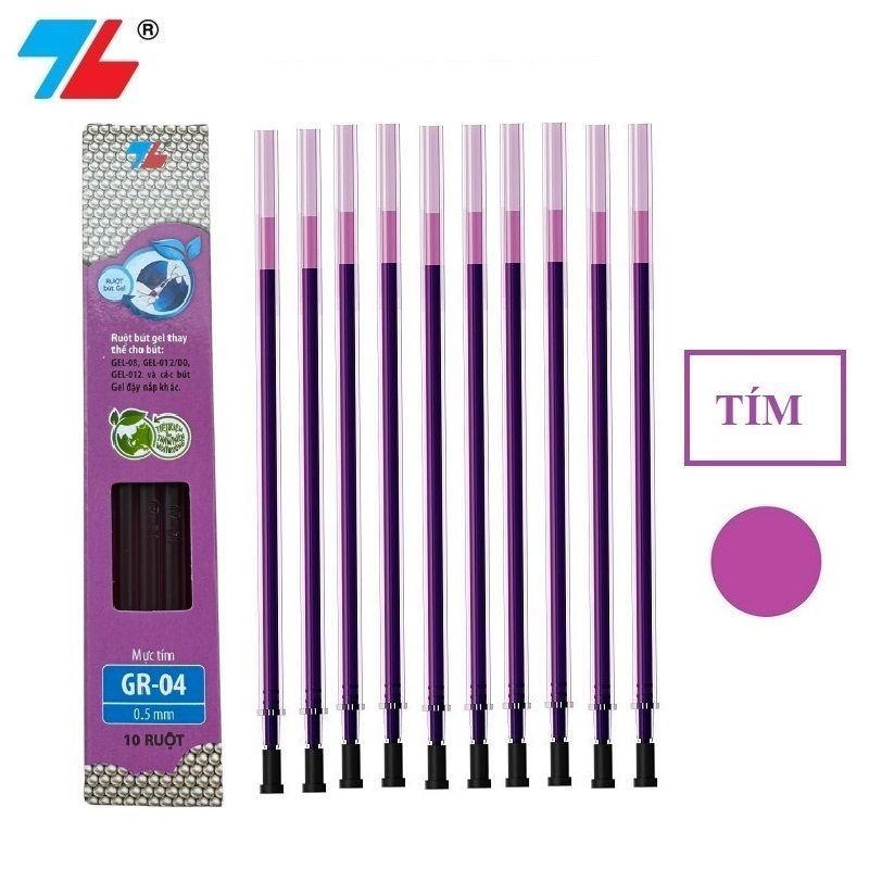 Vỉ 10 ruột bút Gel GR-04 nét 0.5mm ngòi kim / Ruột GR04 thay cho bút Gel012 / Gel 012DO