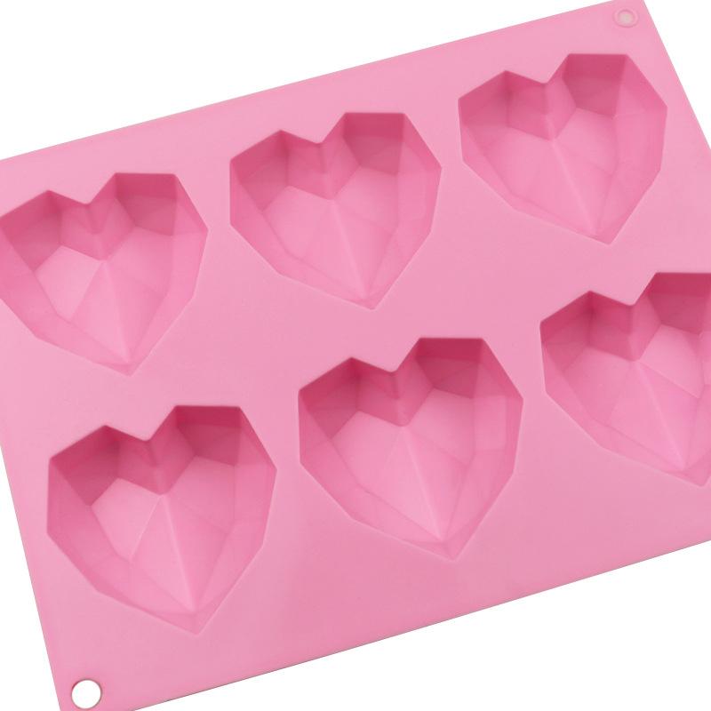 Diamond Chocolate Cake Silicone Heart Shaped Mold Diy 3d Cupcake Mold
