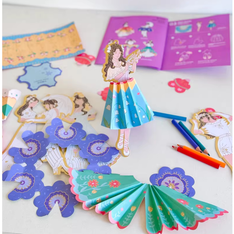 Đồ chơi thủ công tô màu và gấp tạo mẫu váy có dây treo trang trí thời trang - Mideer Paper Craft Coloring Cards