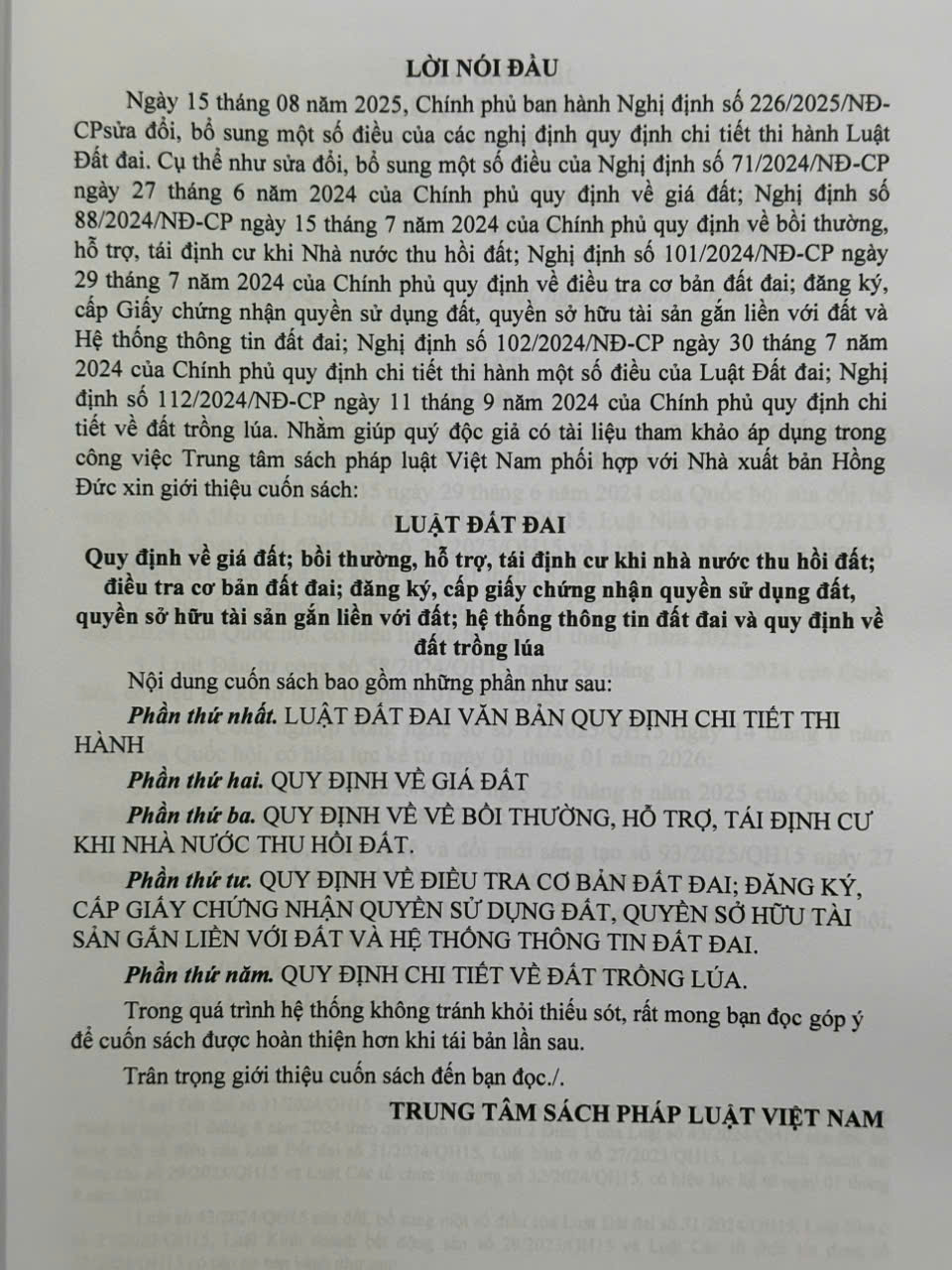 Sách Luật Đất Đai – Quy Định Về Giá Đất, Bồi Thường, Hỗ Trợ, Tái Định Cư Khi Nhà Nước Thu Hồi Đất