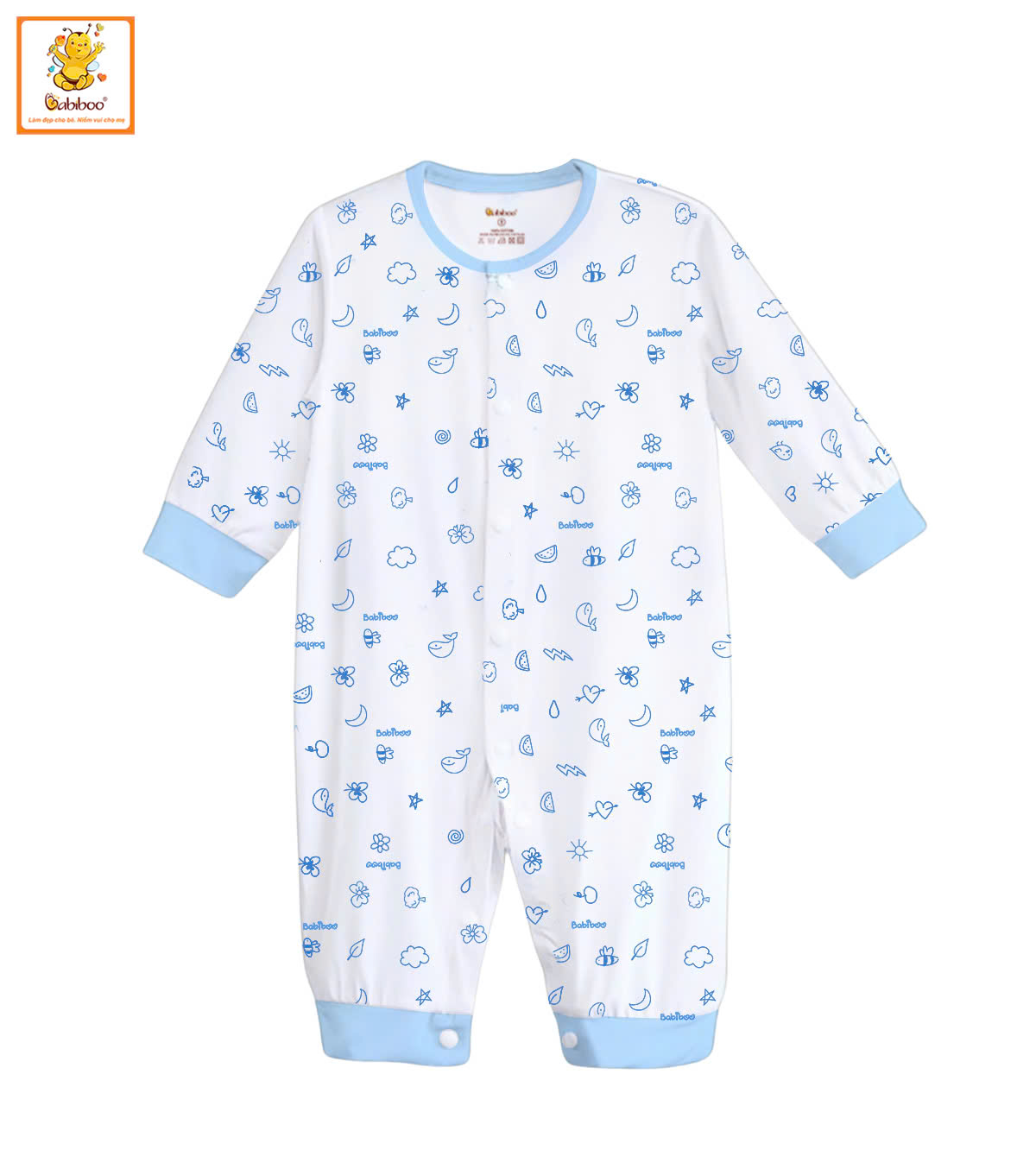 Bodysuit cho bé Babiboo bộ áo liền quần vải viscose họa tiết siêu mềm, mịn mát BTK74