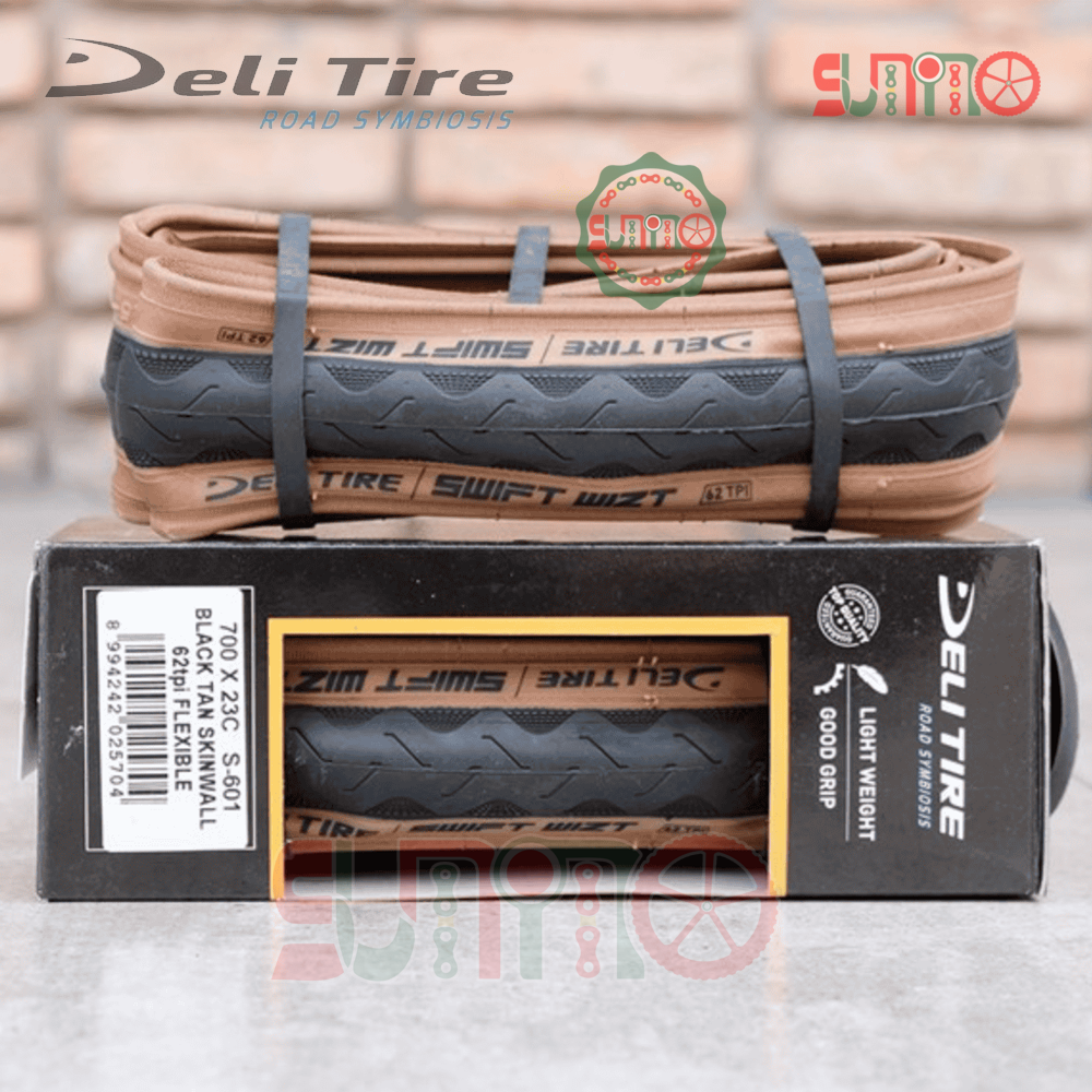 Vỏ gấp DELI Tire S-601 Tanwall hông nâu 62TPI gắn xe đạp đua