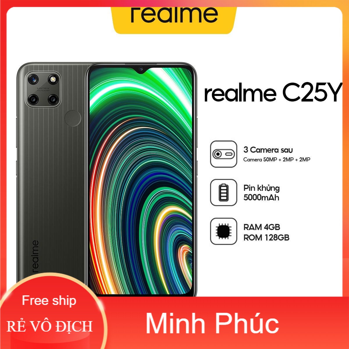 Điện Thoại Realme C25Y 4GB/128GB - Hàng Chính Hãng