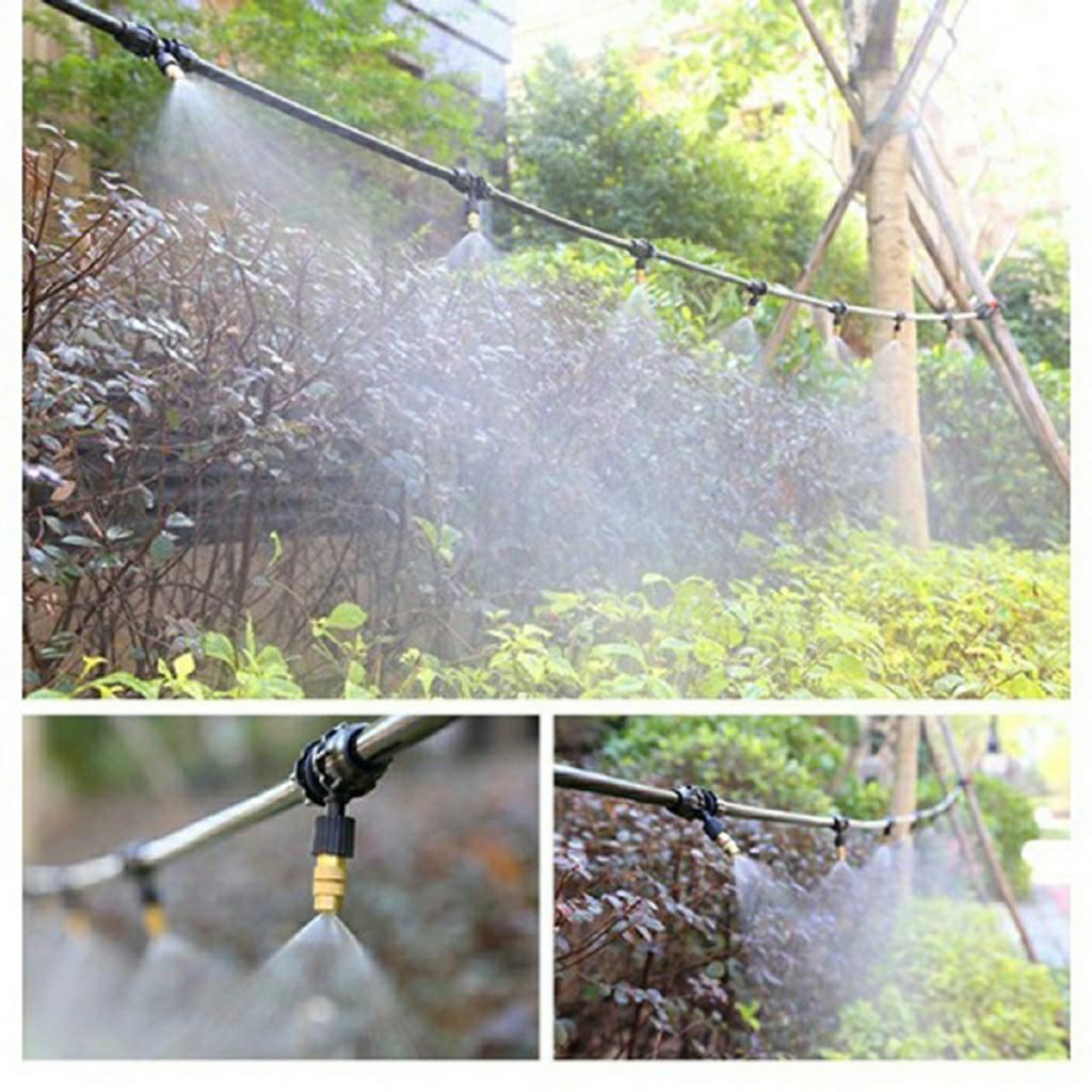 Bộ tưới 10 đầu phun sương đồng tưới gốc kèm đồng hồ pin tưới tự động