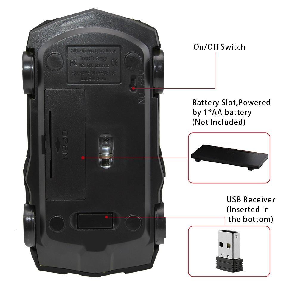 Chuột Quang Không Dây Hình Xe Hơi 3D Với Đầu Nhận Usb 2.4Ghz Hỗ Trợ Chơi Game Trên Máy Tính/Laptop