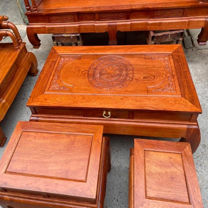 Bộ bàn ghế Tần Thuỷ Hoàng tay 12 gỗ hương đá ( Cột liền , yếm liền ) 6 món hàng đẹp