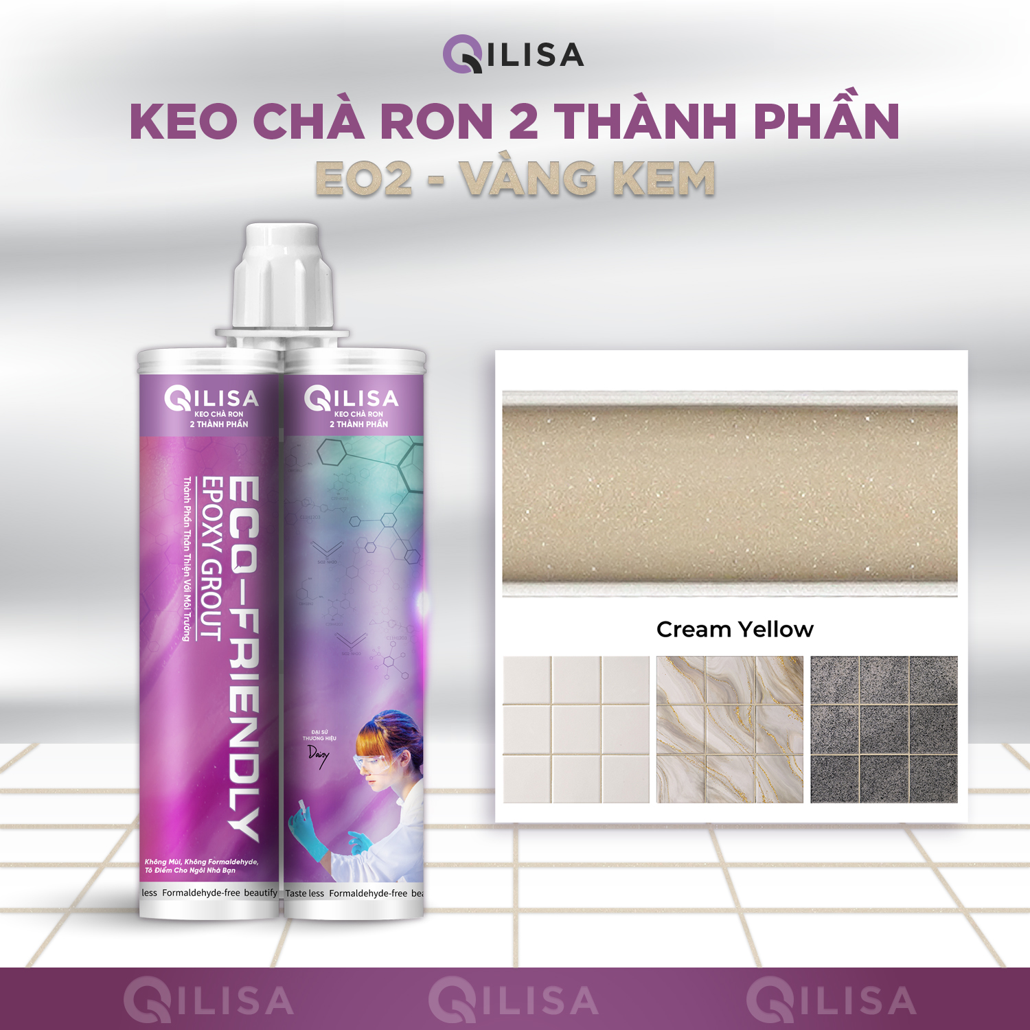 Hình ảnh Keo Chà Ron Qilisa, Combo 2 Chai Keo Epoxy 2 Thành Phần 400ml ( Chống Thấm - Bám Bụi)