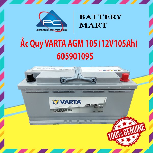 Bình Ắc Quy 12V105Ah, Ắc Quy VARTA AGM 105 LN6 605901095