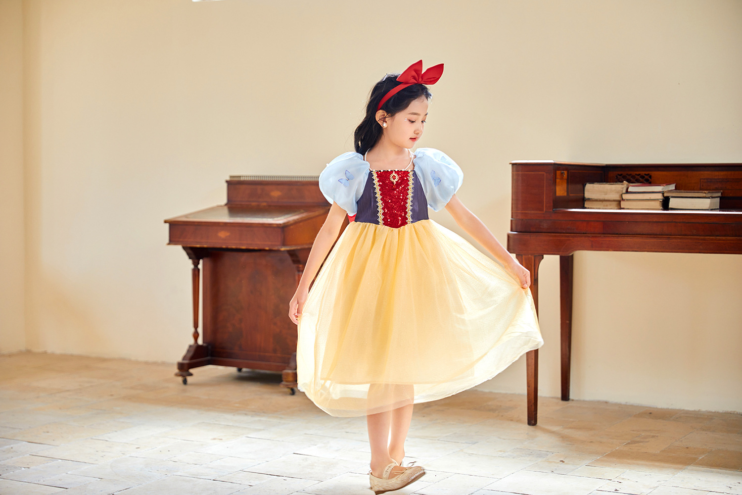 Đầm công chúa bạch tuyết cho bé gái hóa trang cosplay Halloween (tặng kèm cài tóc)