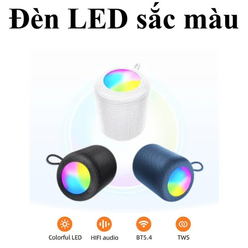 Loa Bluetooth Hoco HC30 Led RGB Bản Nâng Cấp Pin 1800mAh, Bluetooth V5.4, hỗ trợ thẻ nhớ TF, cắm USB phát nhạc - Hàng chính hãng