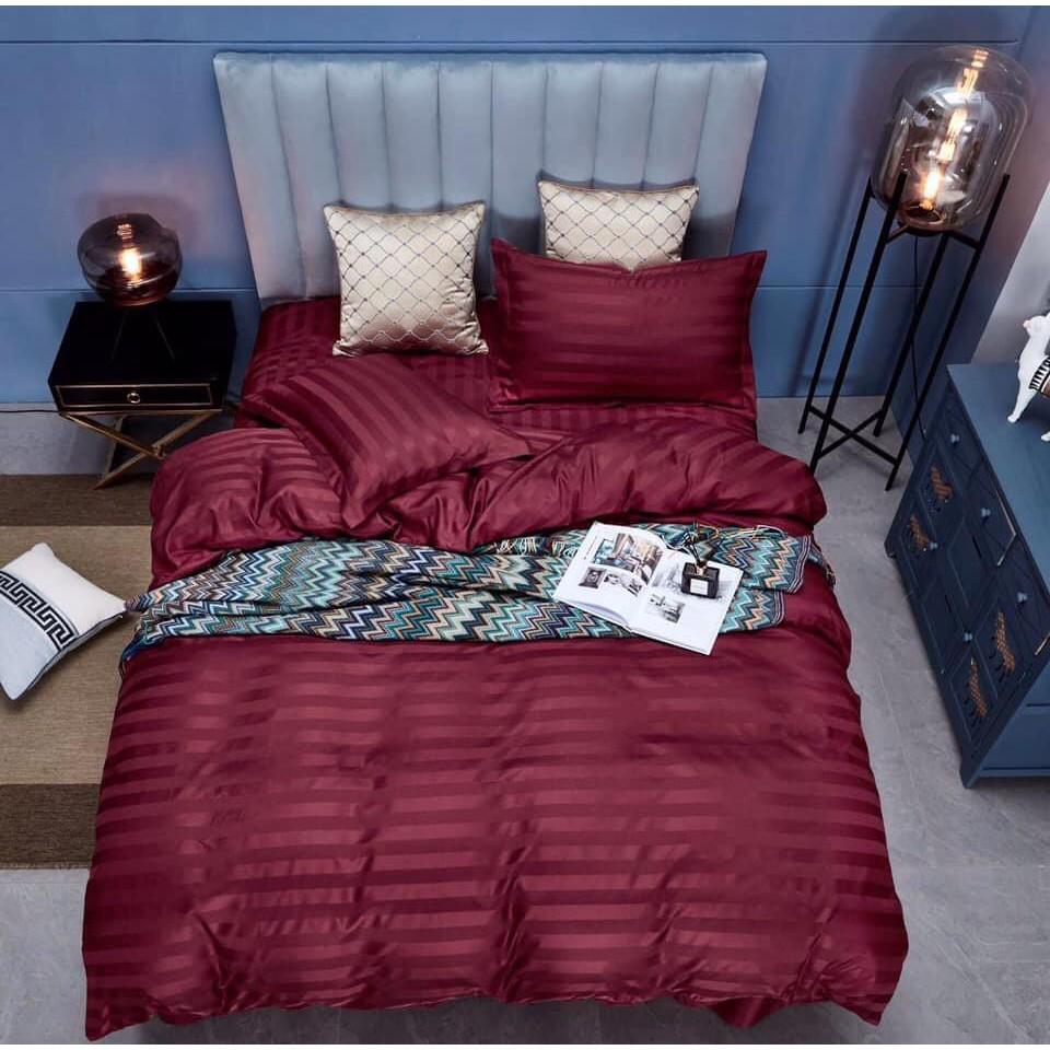 Bộ Chăn Drap Gối COTTON SỌC 3F Vải Cotton Lụa Bóng Hàng Chuyên Cho Gia Đình Và Khách Sạn