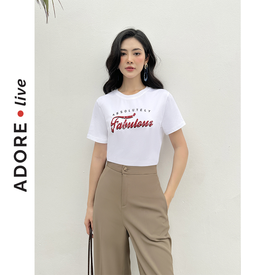 Áo Phông Graphic T-shirts casual style cotton trắng in fabulous 321TS2035 ADORE DRESS