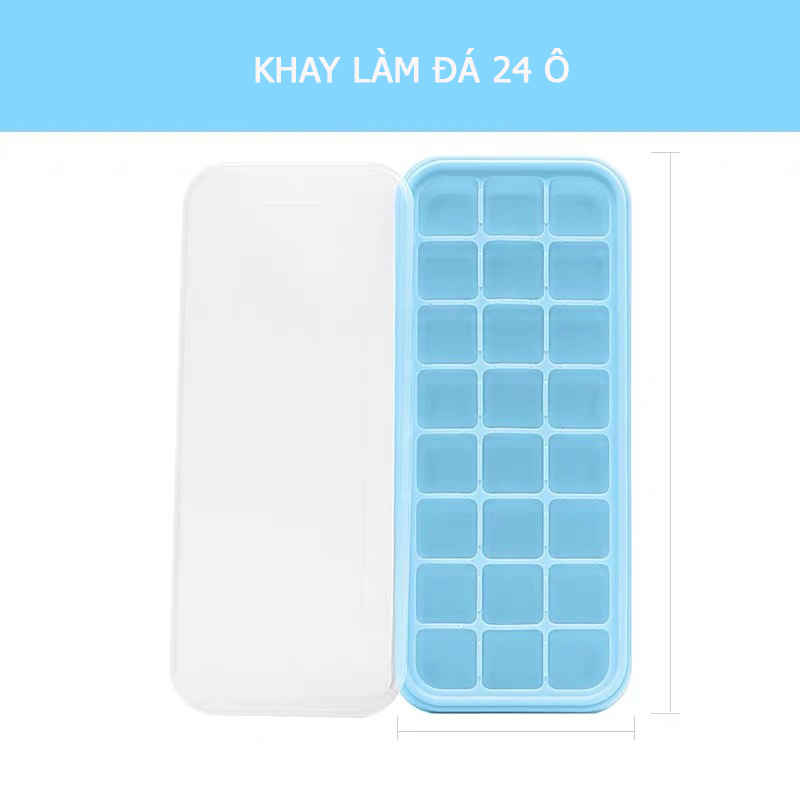 Khay Làm Đá, Thạch Silicon Có Nắp Đậy ( 24 Viên Hoặc 36 Viên)