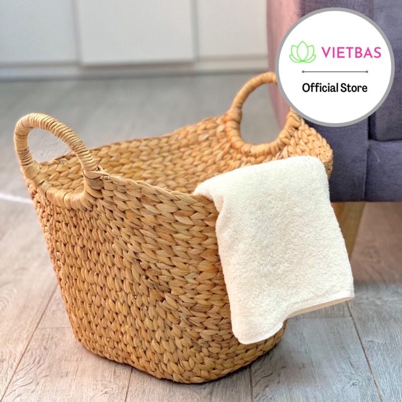Sọt lục bình để đồ VIETBAS tròn có quai LB_013