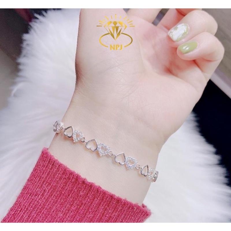 Lắc Tay Trái tim, Vòng Tay Full tim cho nữ , Bạc Ta - Bạc Npj