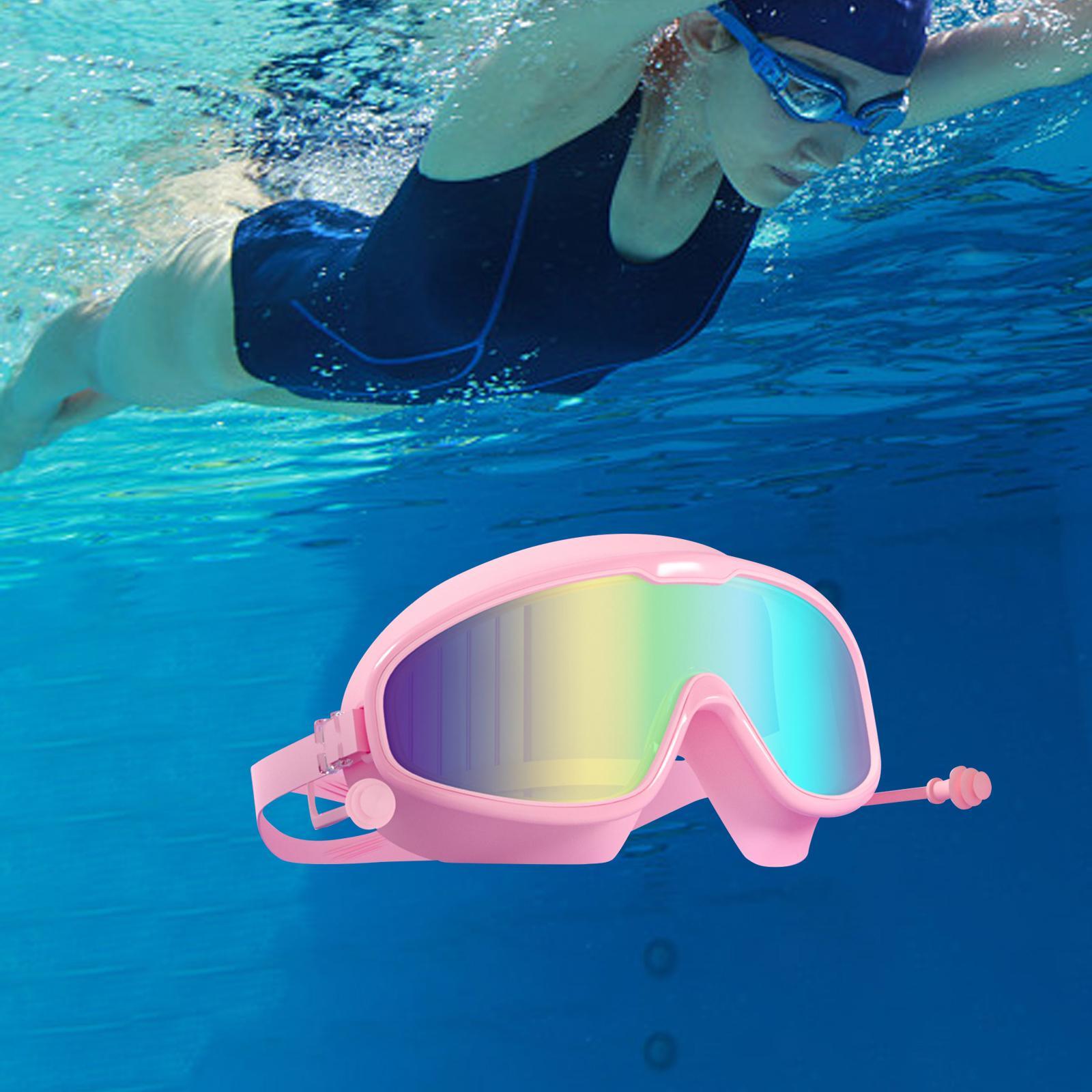 Swimming Goggles Swim Glasses Large Frame Diving Glasses with Earplugs