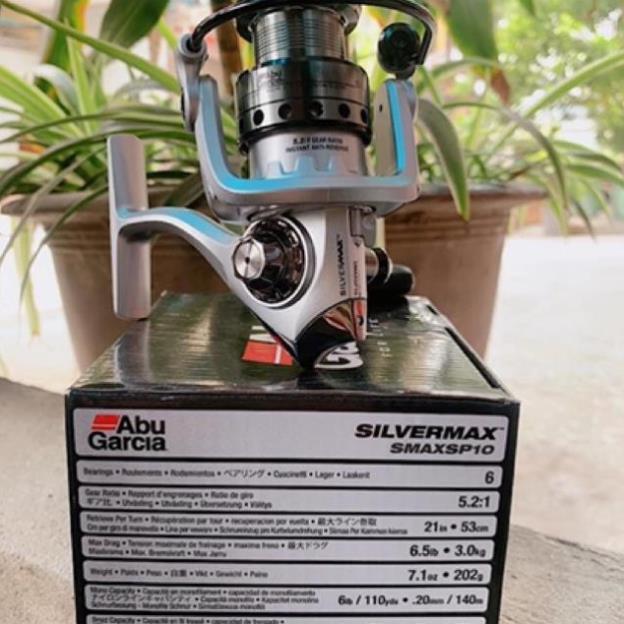 Máy Câu Cá CAO CẤP Abu Garcia Silvermax Smaxsp ( TẶNG DÙ CÂU DAIWA 100M CHỐNG XOẮN ) MÁY 6 BẠC ĐẠN QUAY CỰC MƯỢT