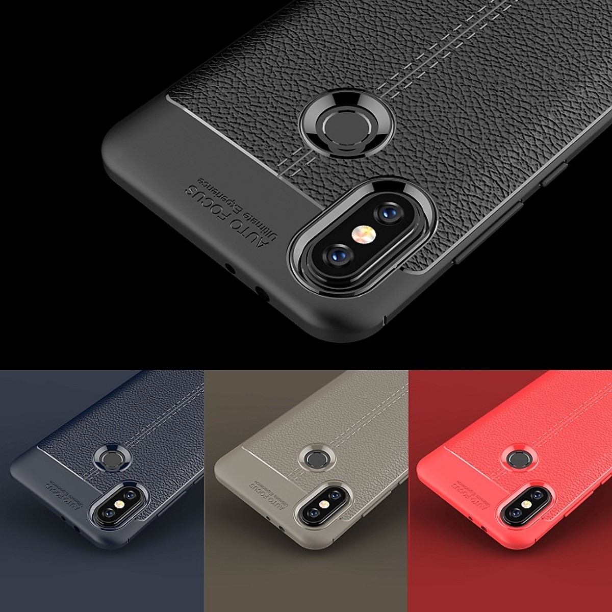 Ốp lưng silicon dẻo giả da Auto Focus cao cấp dành cho Xiaomi Mi 8 - Hàng chính hãng