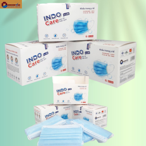 KHẨU TRANG Y TẾ INDO CARE, 4 LỚP KHÁNG KHUẨN, BẢO VỆ CÁ NHÂN, CHỐNG KHÓI BỤI, DIỆT KHUẨN 99%, HỘP 50 CÁI