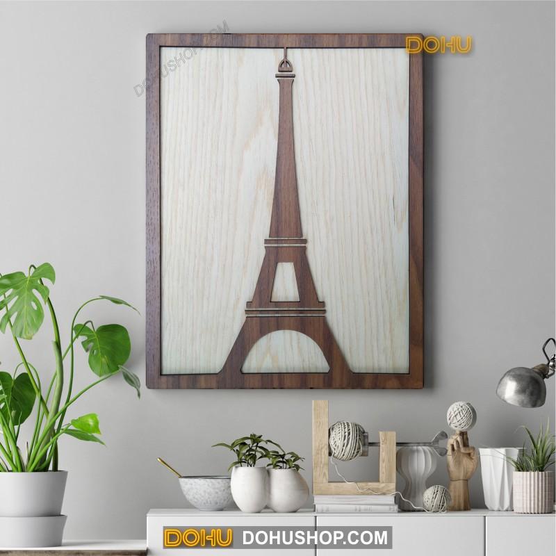 Tranh Treo Tường Bằng Gỗ Handmade DOHU018: Tháp Eiffel - Thiết Kế Đơn Giản, Độc Đáo, Sang Trọng