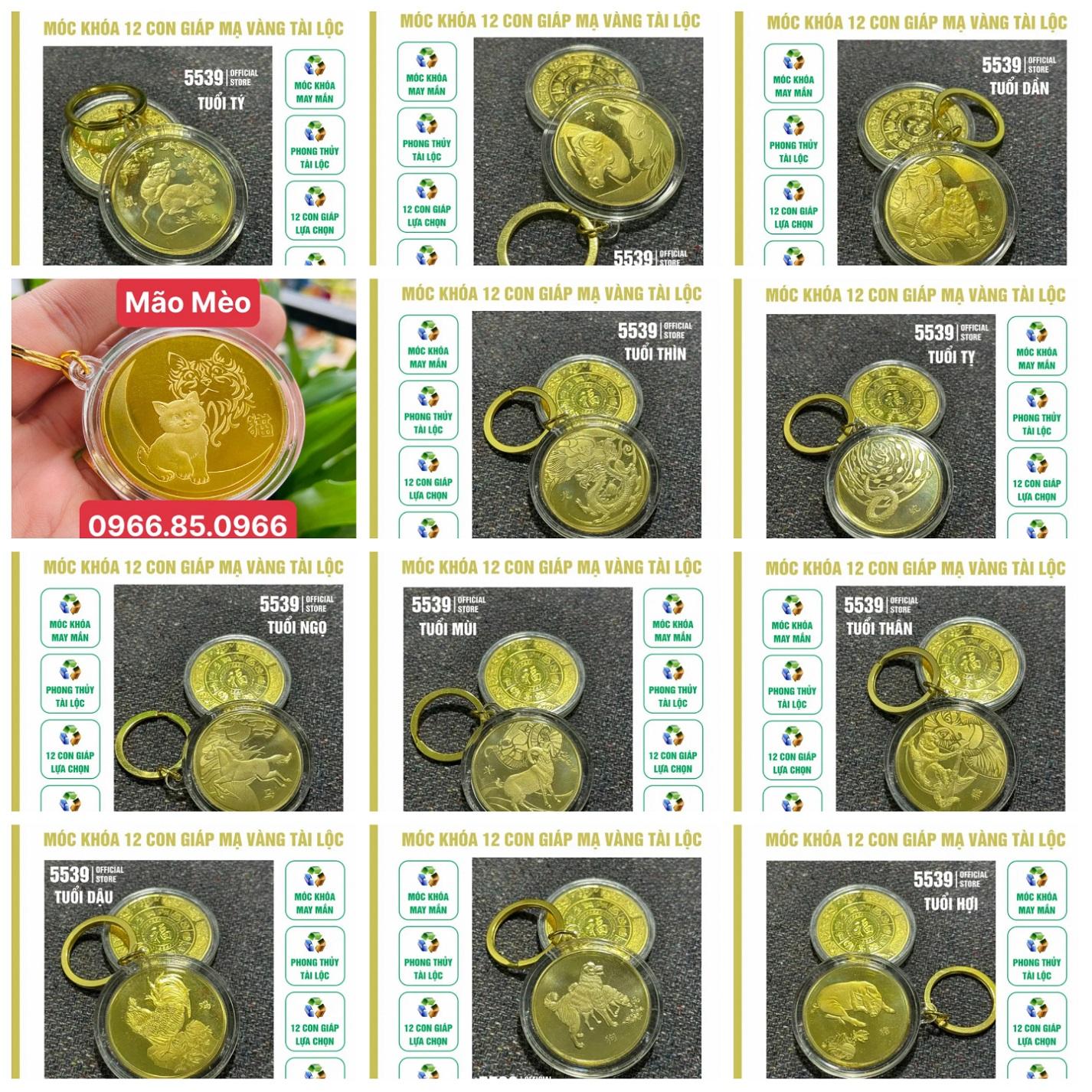 Lì xì hình Ti.ền 2023 Móc Khoá Đồng Xu 12 Con Giáp Siêu Đẹp, Phong Thuỷ May Mắn PTLGDC000375