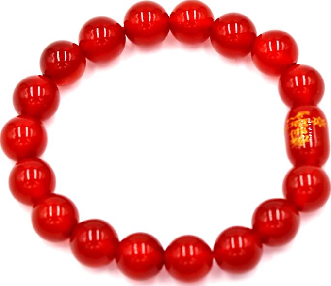 Vòng tay chuỗi hạt mã não đỏ 10 ly Thái tuế phù DTTH13 kèm hộp nhung