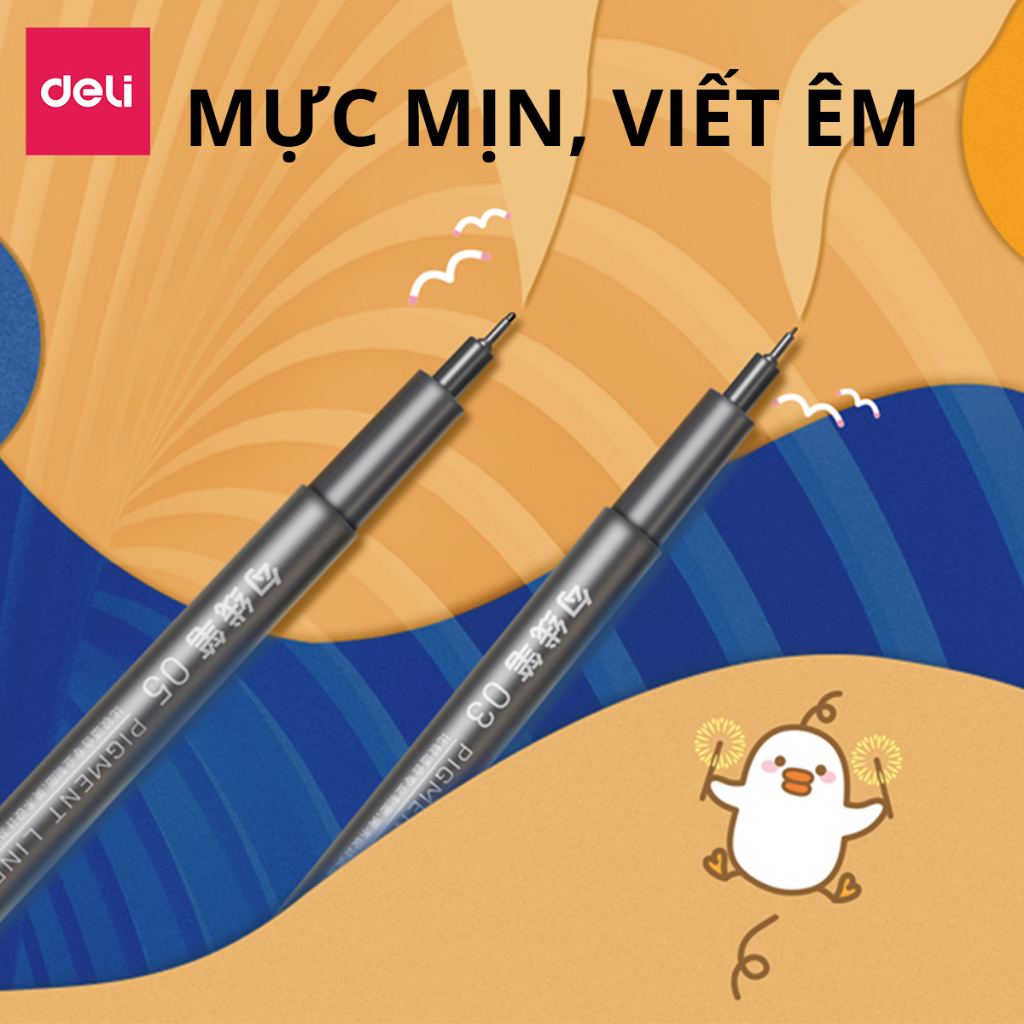 Set Bút Đi Nét Kỹ Thuật Nhiều Cỡ Ngòi Màu Đen Kháng Nước Caligraphy  Deli - Phù Hợp Vẽ Viền Tranh Phác Hoạ Vẽ Kiến Trúc Công Nghệ - S573