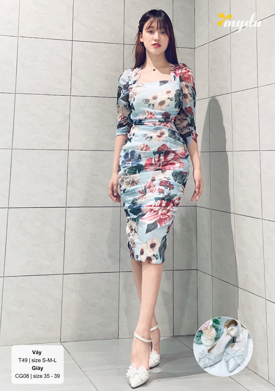 Đầm hoa dáng ôm thiết kế sang trọng T49 - GLADY DESIGN [Kèm ảnh thật