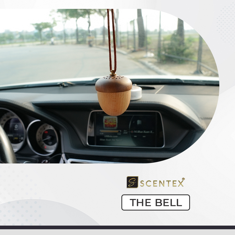 Nước hoa xe hơi cao cấp Scentex THE BELL 100% Organic, được làm từ gỗ Hoàng Đàn tự nhiên, sản phẩm thiết kế dạng dây treo tiện lợi và dễ dàng lan tỏa hương thơm - Hàng Chính Hãng