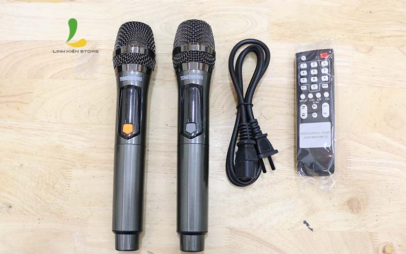 Loa kéo Temeisheng TMS155 - Loa karaoke kết nối bluetooth tặng kèm 2 micro không dây - Hàng nhập khẩu