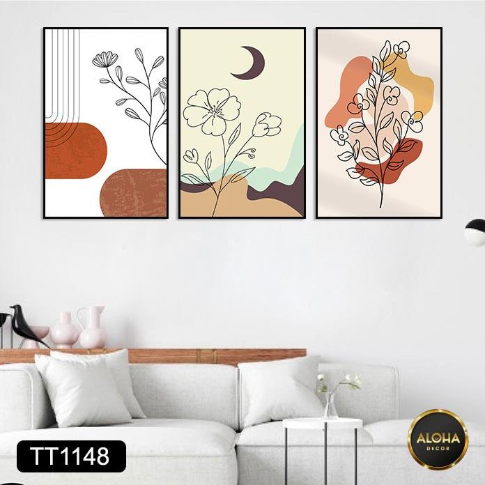 Set 3 tranh canvas treo tường tối giản tặng khung tranh trang trí - Tranh treo tranh nghệ thuật phòng khách, phòng ngủ