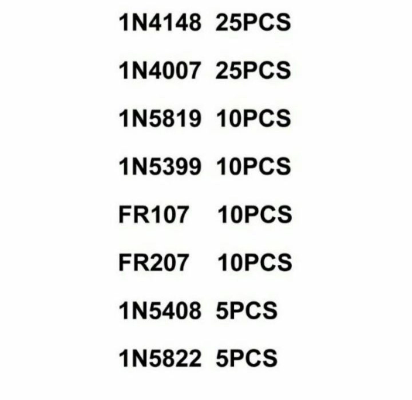 BỘ 100 DIOT-1N5399-1N5408-FR107-FR207-1N5819-1N4148-1N4007-LOẠI TỐT CHUẨN