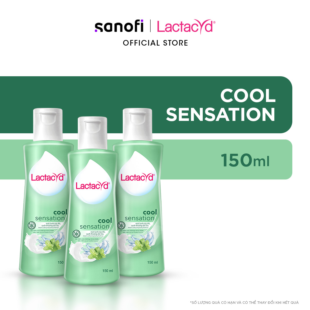 Bộ 3 DDVS Phụ Nữ Lactacyd Cool Sensation 150ml Mát Lạnh &amp; Sạch Thoáng Dài Lâu