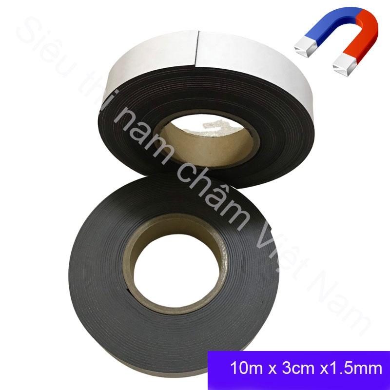 Cuộn nam châm dẻo có keo 10m x 3cm x 1.5mm - giá bán 1 cuộn