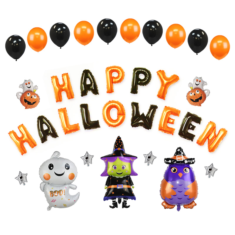 Bộ bong bóng trang trí Halloween phù thủy - ma - cú