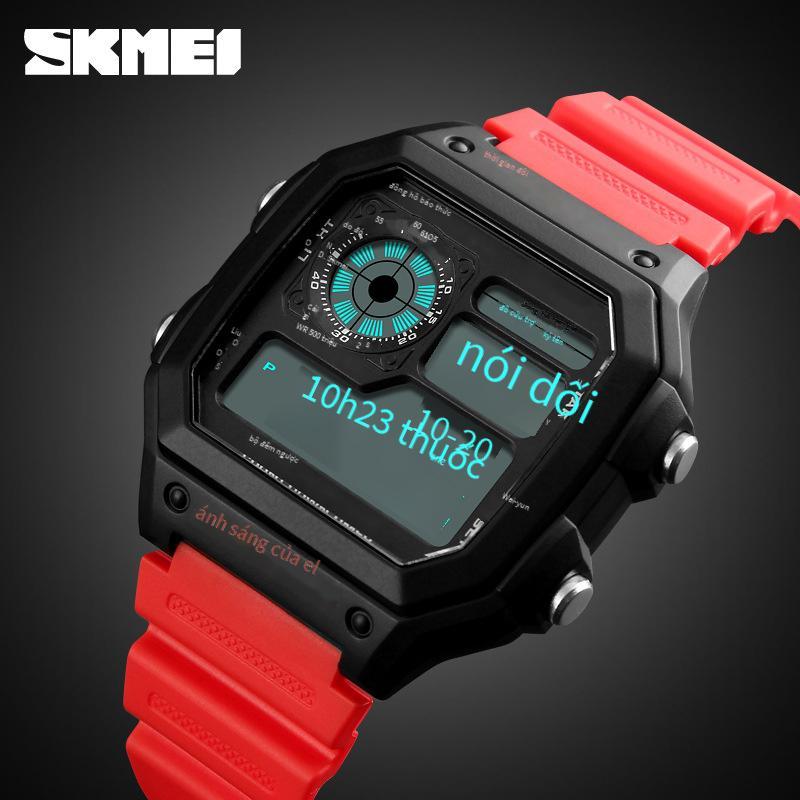 Giá thấp nhất thời trang Skmei đồng hồ hiển thị kỹ thuật số sáng tạo đồng hồ nam nổ đồng hồ điện tử thể thao ngoài trời sinh viên đồng hồ dạ quang chống thấm nước 1299