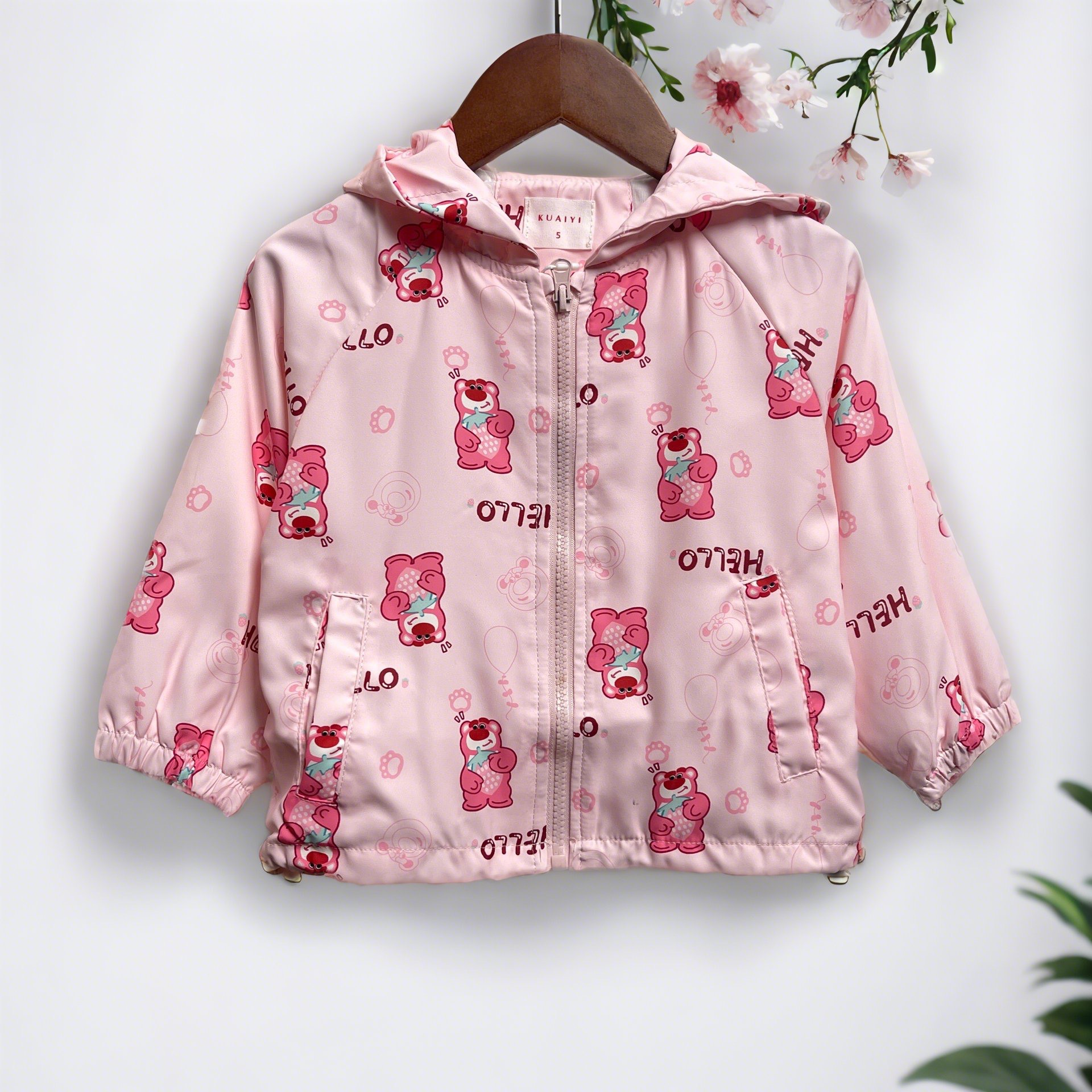 Áo khoác gió cho bé gái 1-6 tuổi 2 lớp túi bèo đính nơ cao cấp lót cotton hàng Quảng Châu