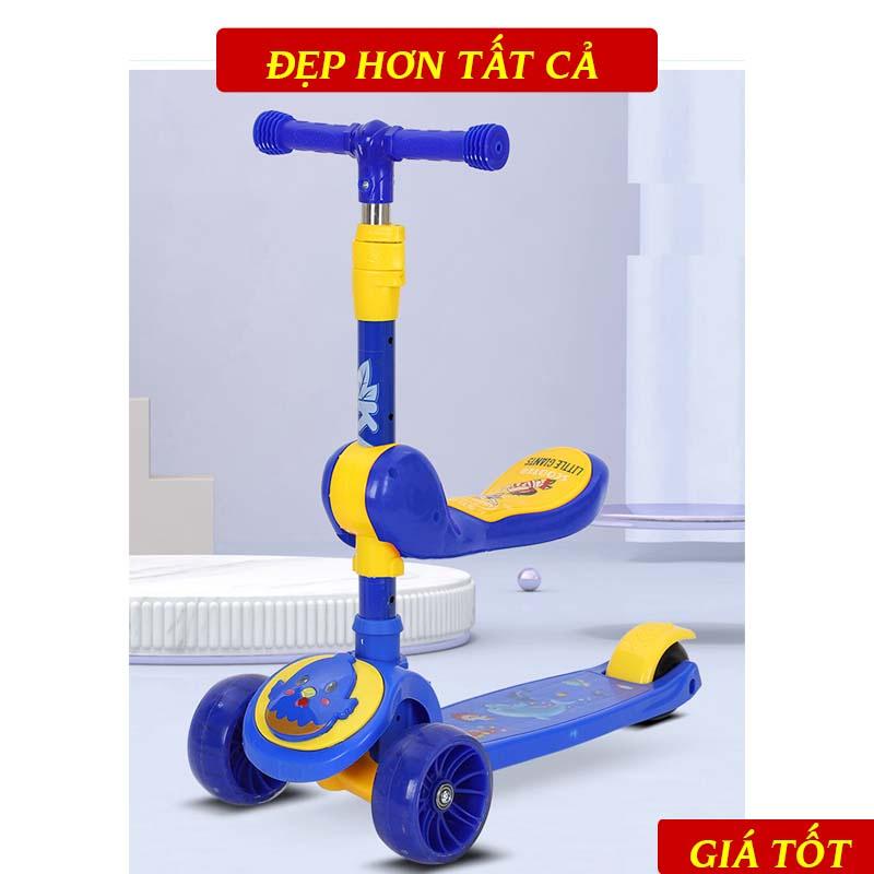 Xe Trượt Scooter Cho Trẻ Từ 3 Tuổi Trở Lên Kiêm Chòi Chân Có Nhạc, Có Đèn Led Phát Sáng, Chịu Lực Tốt, Siêu Đẹp