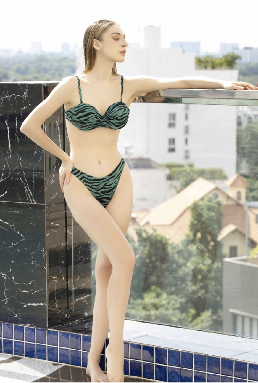 Hình ảnh Đồ bơi nữ cao cấp  dạng hai mảnh áo xoắn - Xanh lá cây - VS154_GN
