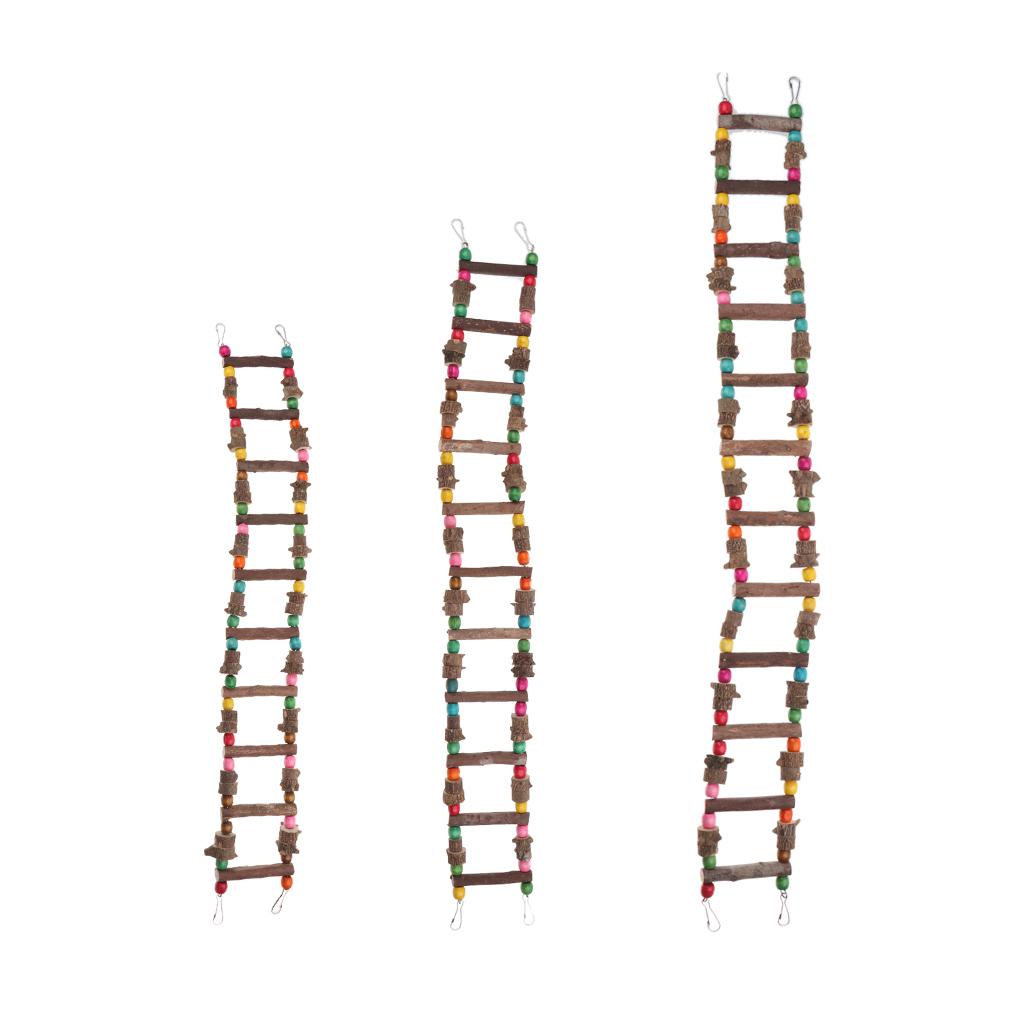Pet Bird Parrot Toy Wooden Ladder Bridge Swings Hanging Ladders 80cm