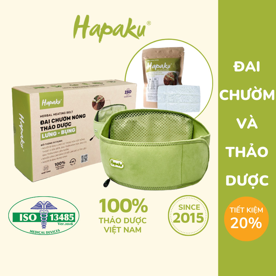 Combo Đai Chườm Nóng Giảm Đau Lưng Hông Dùng Điện &Amp; Tấm Thảo Dược Thay Thế - Hapaku - Đai Sẵn Thảo Dược1