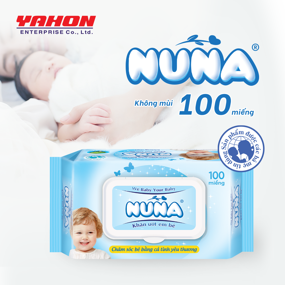 Bao Khăn Ướt Em Bé NUNA Không Mùi, 100 Miếng/Bao